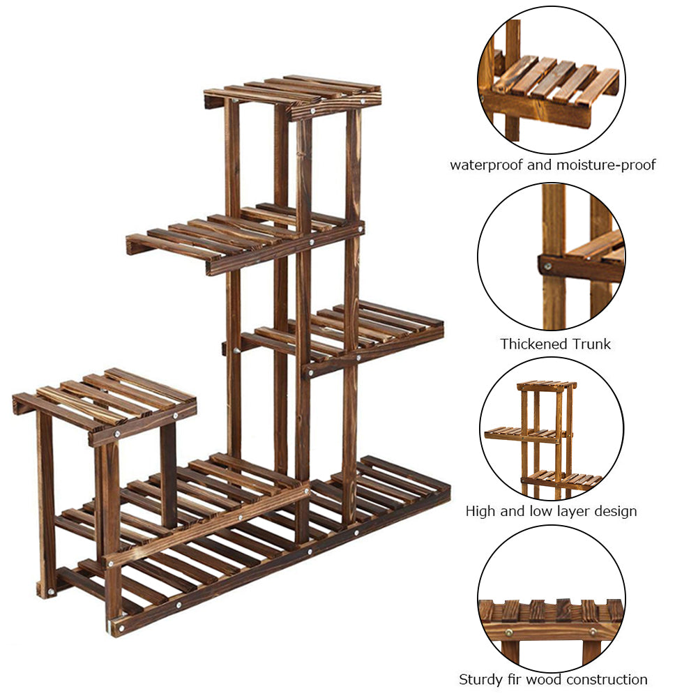 Rustic Large Multi-tiered Wooden Plant Stand