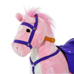 Rocking Horse Ride On Rocker Children Plush Toy Wooden Horse Sound | Pink
