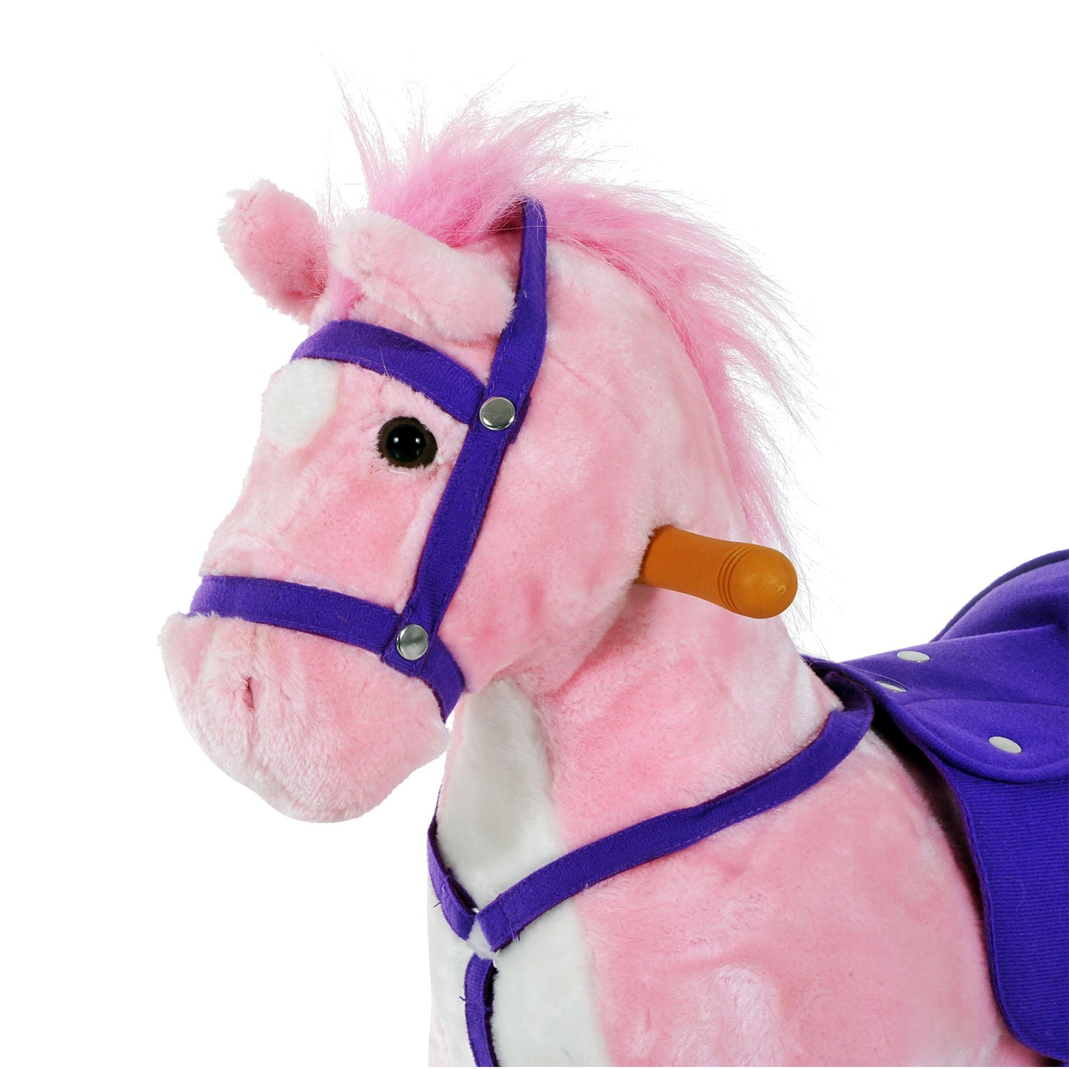 Rocking Horse Ride On Rocker Children Plush Toy Wooden Horse Sound | Pink