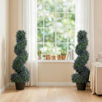 HOMCOM Artificial Lavender Topiary Tree With 315 Leaves And 315 Flowers, Set Of 2