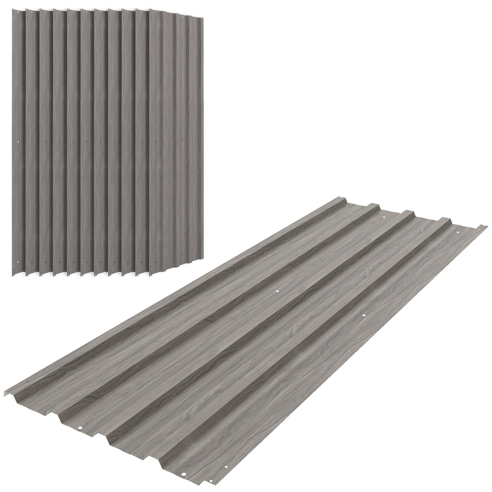 Pack Of 12 Metal Roofing Sheets For Greenhouse | Grey