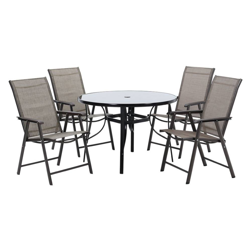 Metallic-frame And Fabric Foldable Chairs Set Of 4