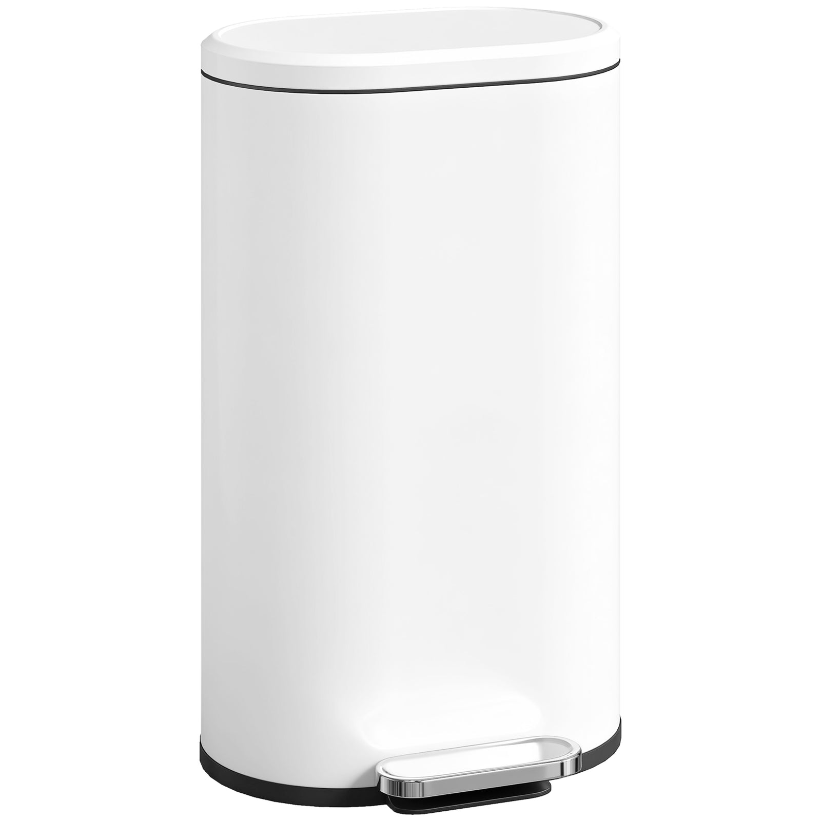 Slim Rectangular Pedal Bin With Soft-close Lid, 30l Kitchen Bin | White