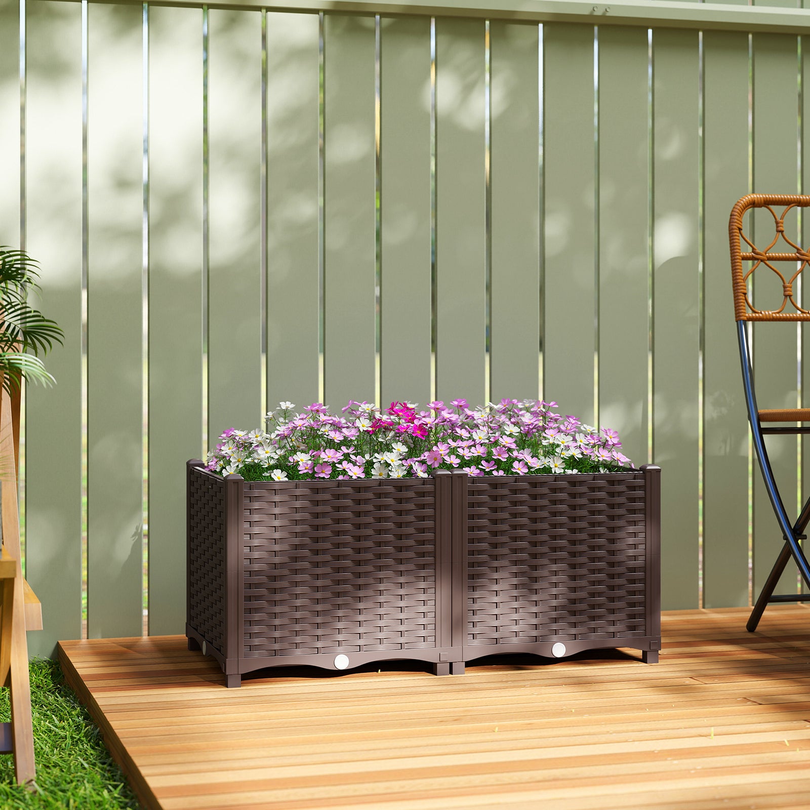 Plastic Raised Garden Bed With Legs And Drainage Holes And Plugs | M | Brown