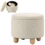 HOMCOM Round Storage Ottoman With Reversible Lid