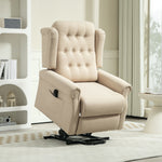Power Lift Recliner Armchair With Wingback, Button Tufted | One Size | Beige