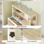 3 Tier Wooden Hamster Cage With Hut, Wheel, Ramps, 100 X 50 X 84 Cm | Natural
