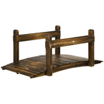 5ft Wooden Garden Bridge With Planters, Stained Finish