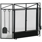 3 Panel Folding Fire Guard With Tool Doors Fire Screen
