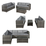 Acorn Rattan 6 Seat Corner Sofa Set | Walnut Grey