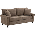 Fabric Sofa 3 Seater Sofa With Throw Pillow | One Size | Brown