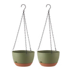 2pcs Hanging Round Plant Pot Set With Drainage Holes And Removable Water Trays