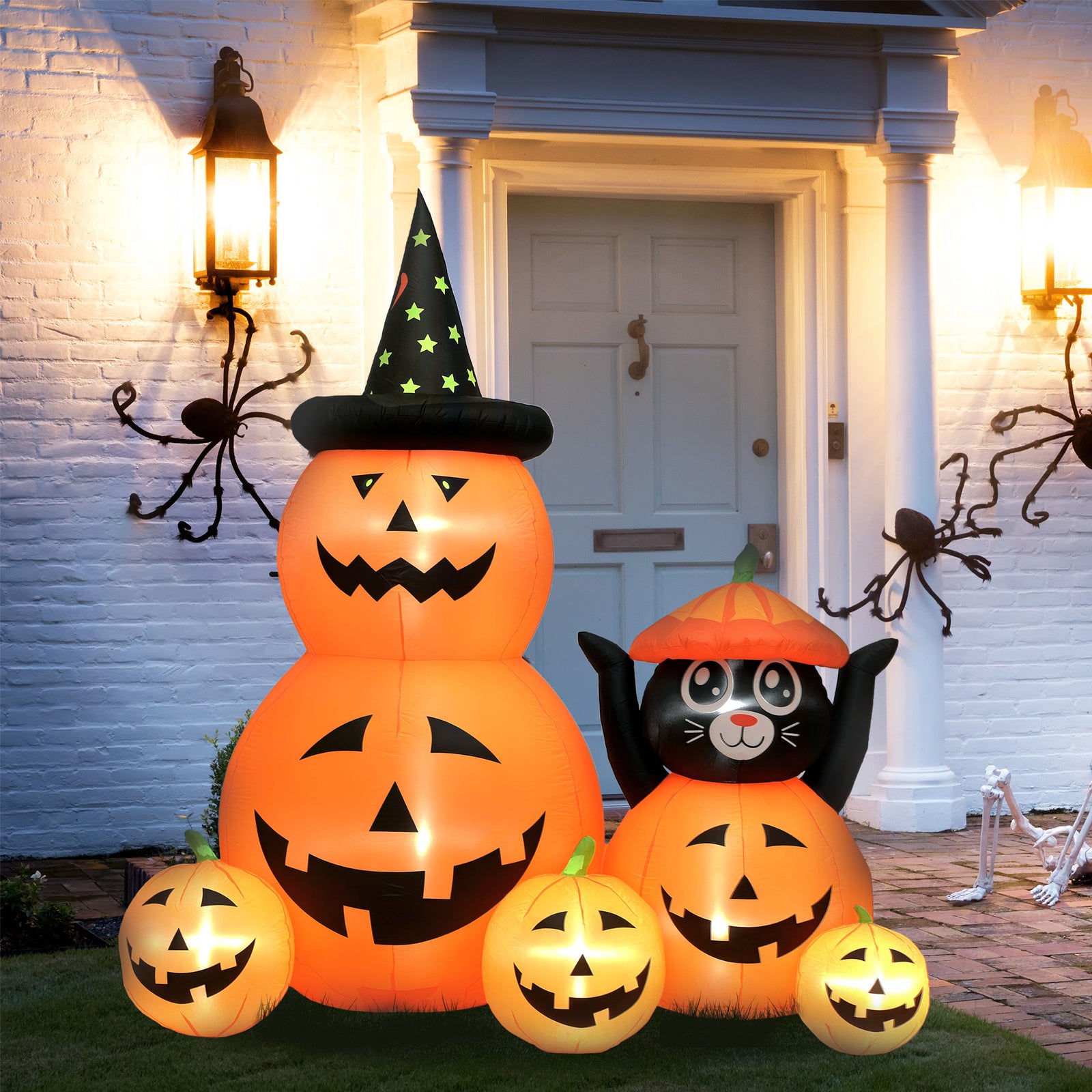 Pumpkin And Cat With Led Lights, Halloween Inflatables Decoration