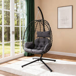 Egg-shaped Hanging Chair With Soft Cushion & Headrest | One Size | Black