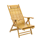 Bamboo Foldable Recliner Lounge Chair With Retractable Footrest | Light Brown