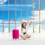 55x35x20cm Cabin Carry On Suitcase Hard Shell Overhead Luggage 100+ Airlines Approved | Cabin | Pink