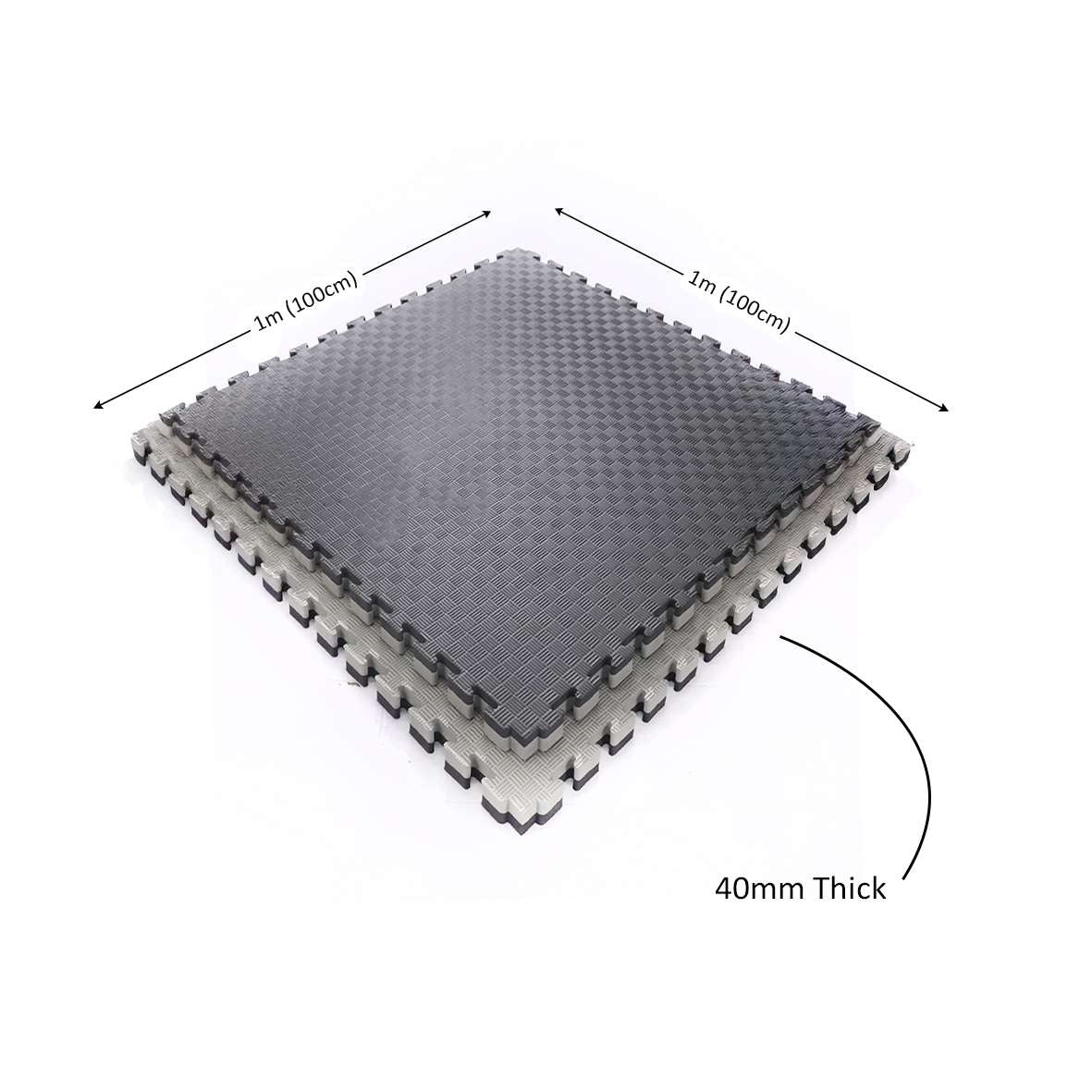 40mm Premium Reversible Eva Tatami Foam Mats  | Set-of-1 | Black & Grey