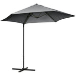 2.5m Cantilever Parasol W/ 360° Rotation, Cross Base | Dark Gray
