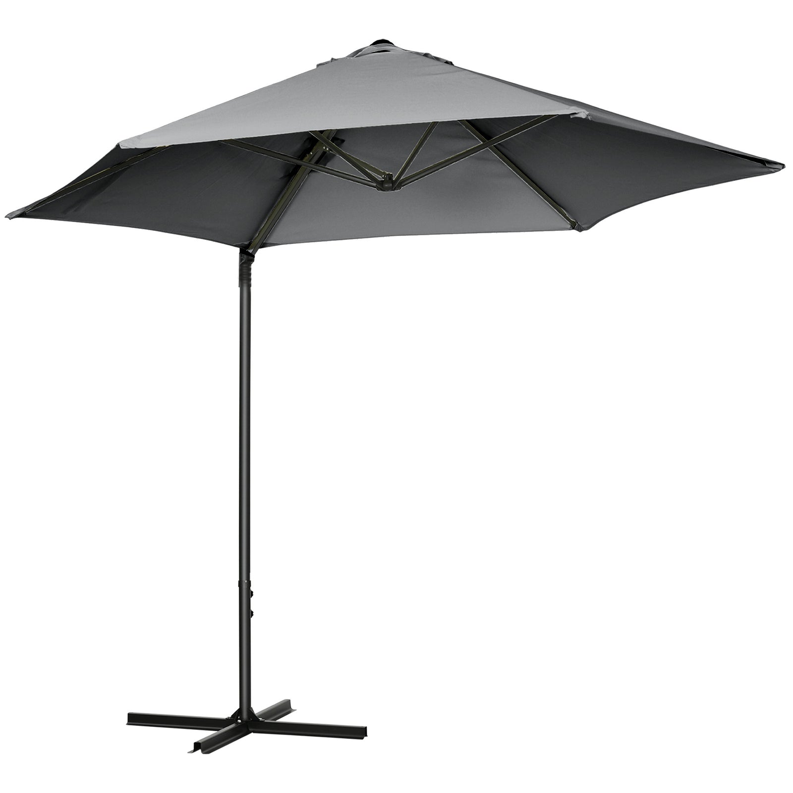2.5m Cantilever Parasol W/ 360° Rotation, Cross Base | Dark Gray