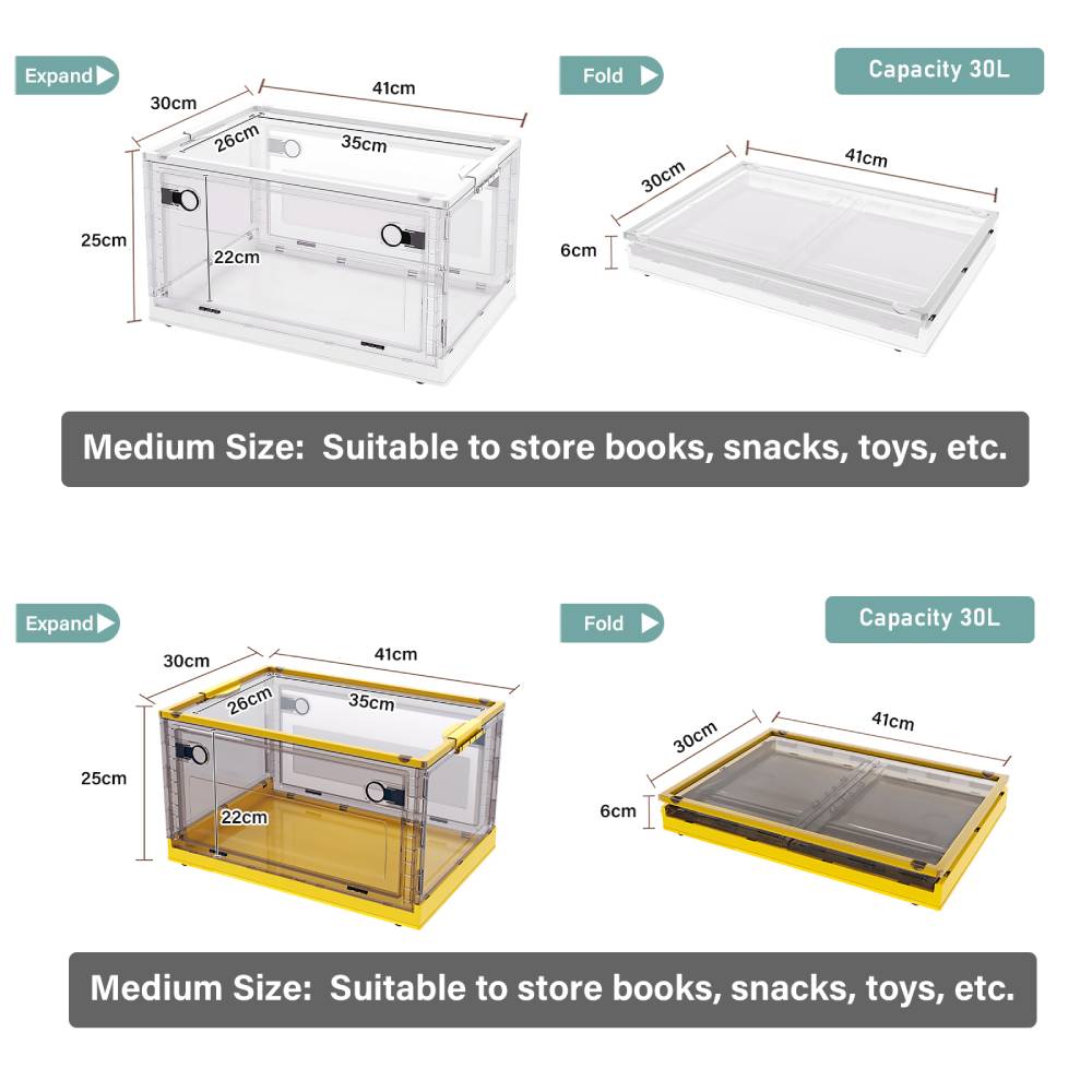 Set Of 3 Visual Folding Storage Boxes With Wheels For Home Organizer