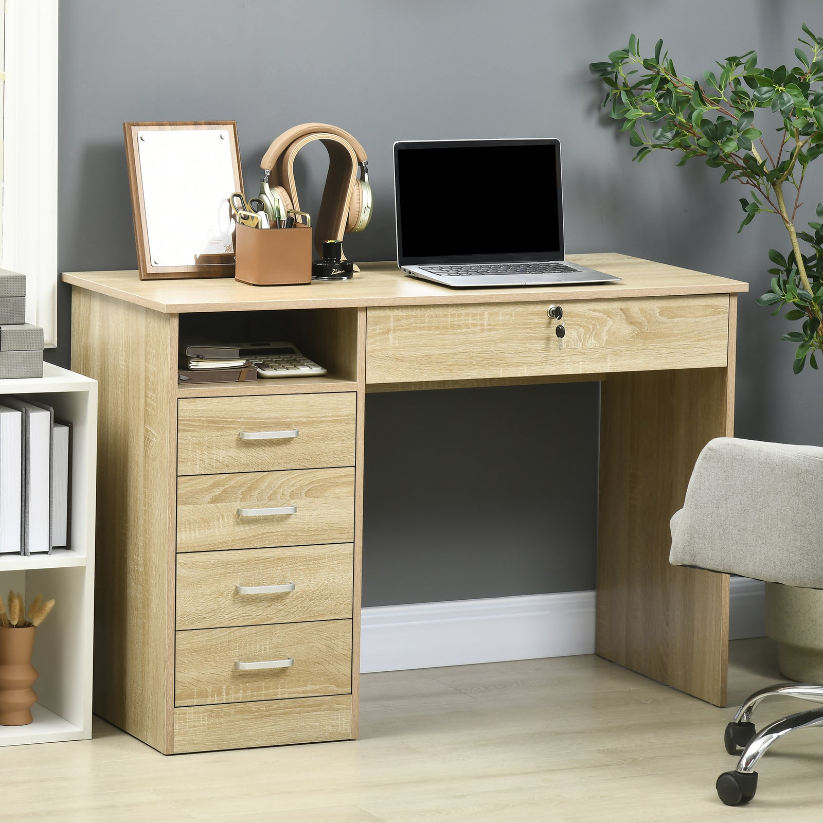 Computer Desk Writing Desk With Five Drawers For Home Office | Natura