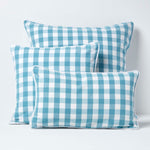 Block Check Cotton Gingham Cushion Cover | 60cm x 60cm | Blue