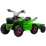 Electric Quad Bike, 6v Kids Ride-on Atv With Back Trailer | Green