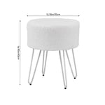 Breeins White Round Plush Vanity Stool With Metal Legs