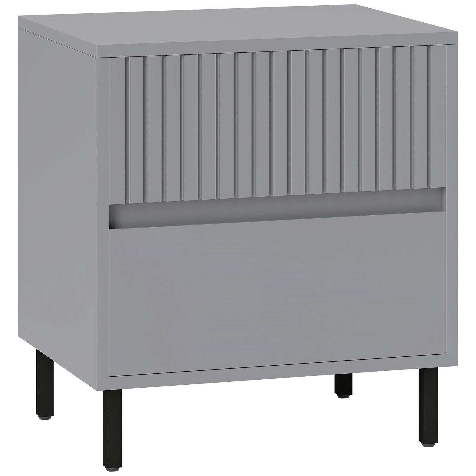 Bedside Table With 2 Drawers And Steel Legs For Bedroom | One Size