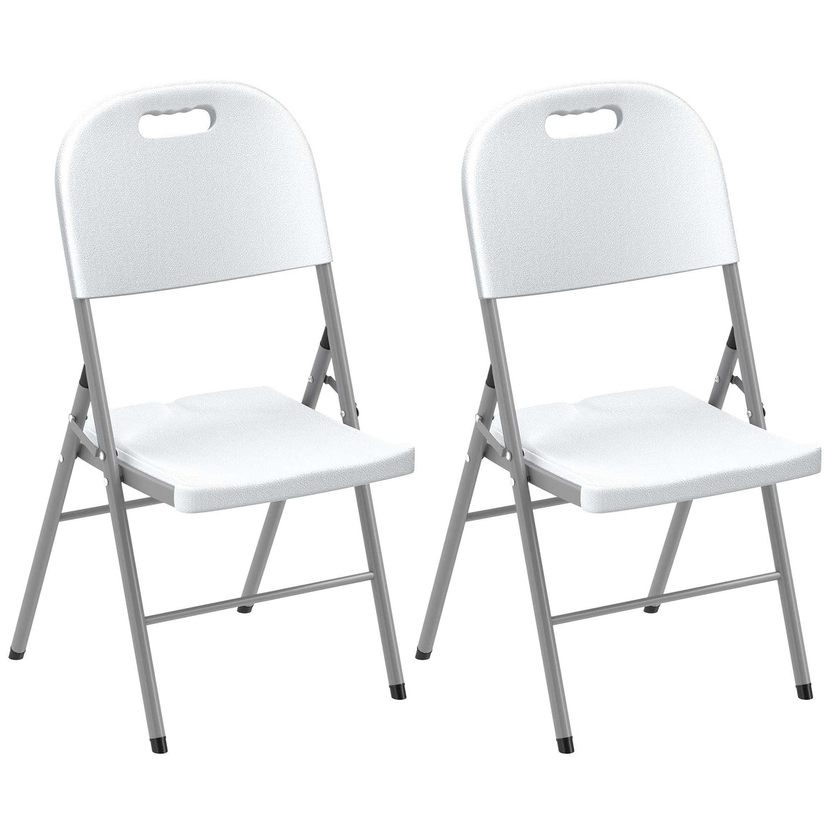 Folding Chair With Steel Frame, Garden Chair Set | Set of 2 | White