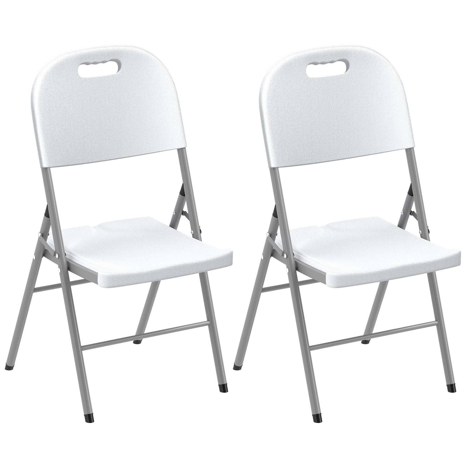 Folding Chair With Steel Frame, Garden Chair Set | Set-of-2 | White