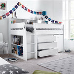 Ersa Mid Sleeper Bed With Desk With Orthopaedic Mattress | Single | White