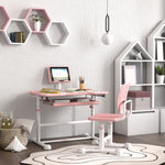 Height Adjustable Kids Desk And Chair Set W/ Tilted Desktop | Pink