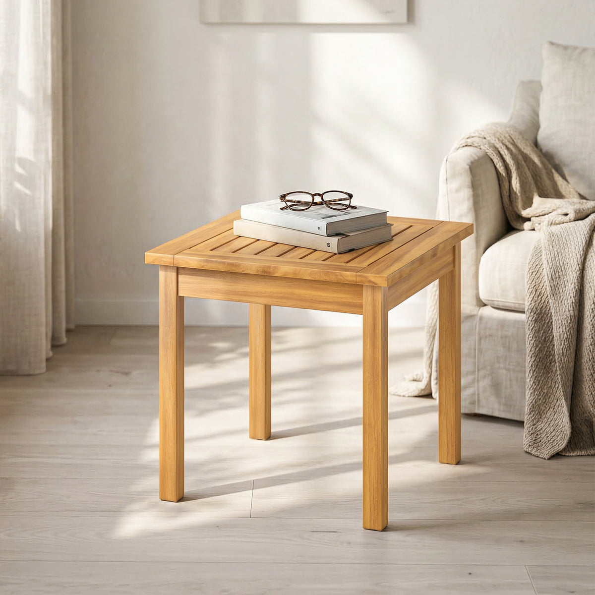 Coffee Table Fully Assembled Square Natural Wood