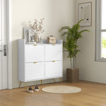 Narrow Shoe Storage Cabinet With 4 Flip Drawers For 16 Pairs