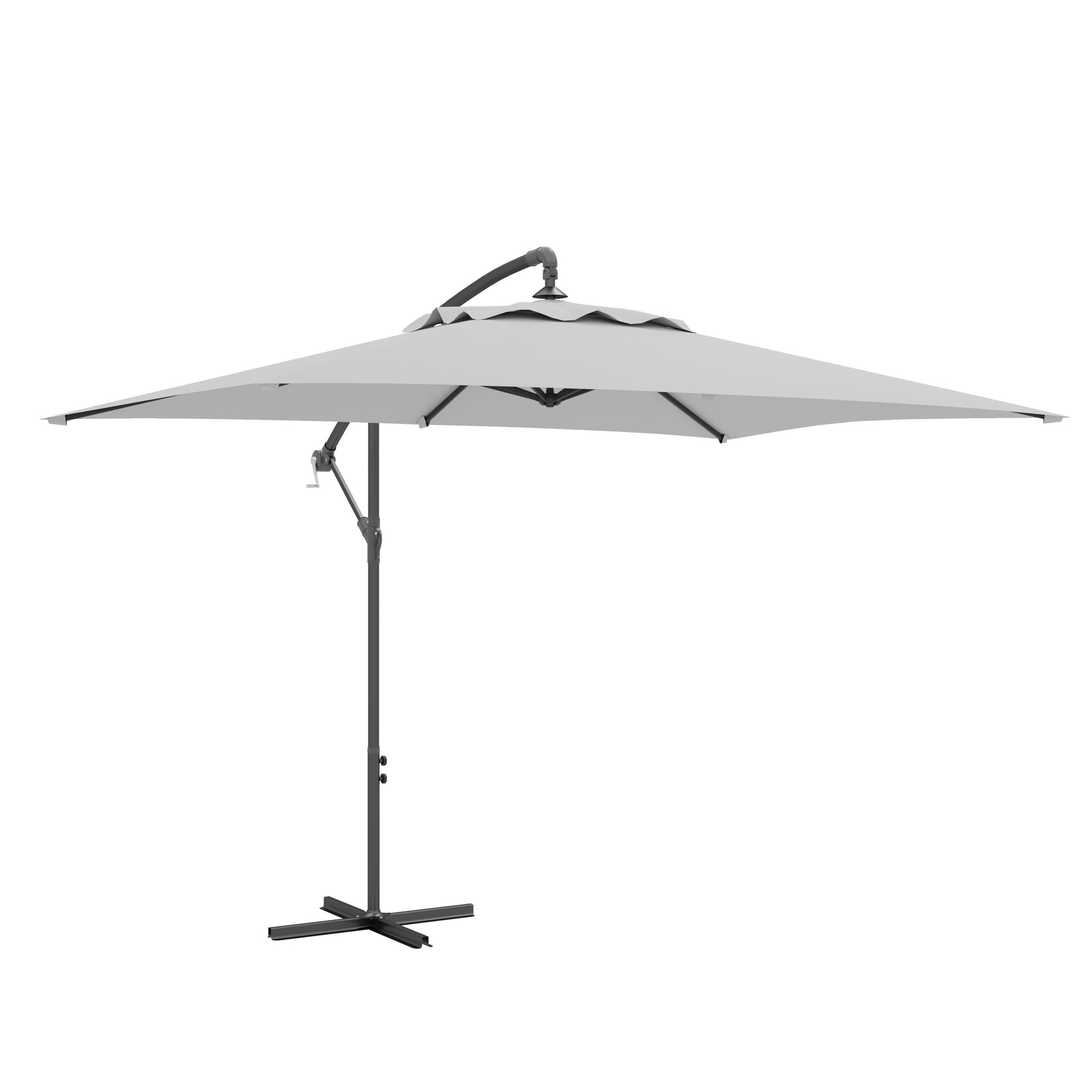 3m Cantilever Banana Parasol W/ Cross Base | Light Grey