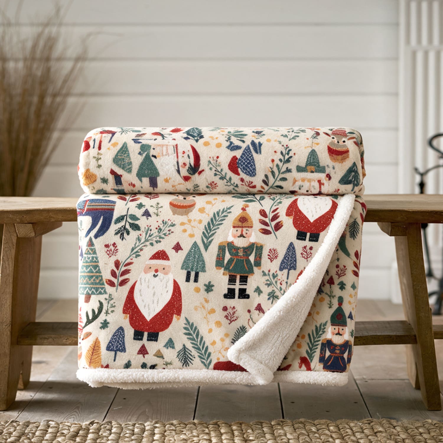 Deyongs Drammen Village Sherpa Fleece Throw – Printed Scandi Blanket