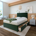 Plush Velvet Divan Base And Lined Headboard | Super King | Green