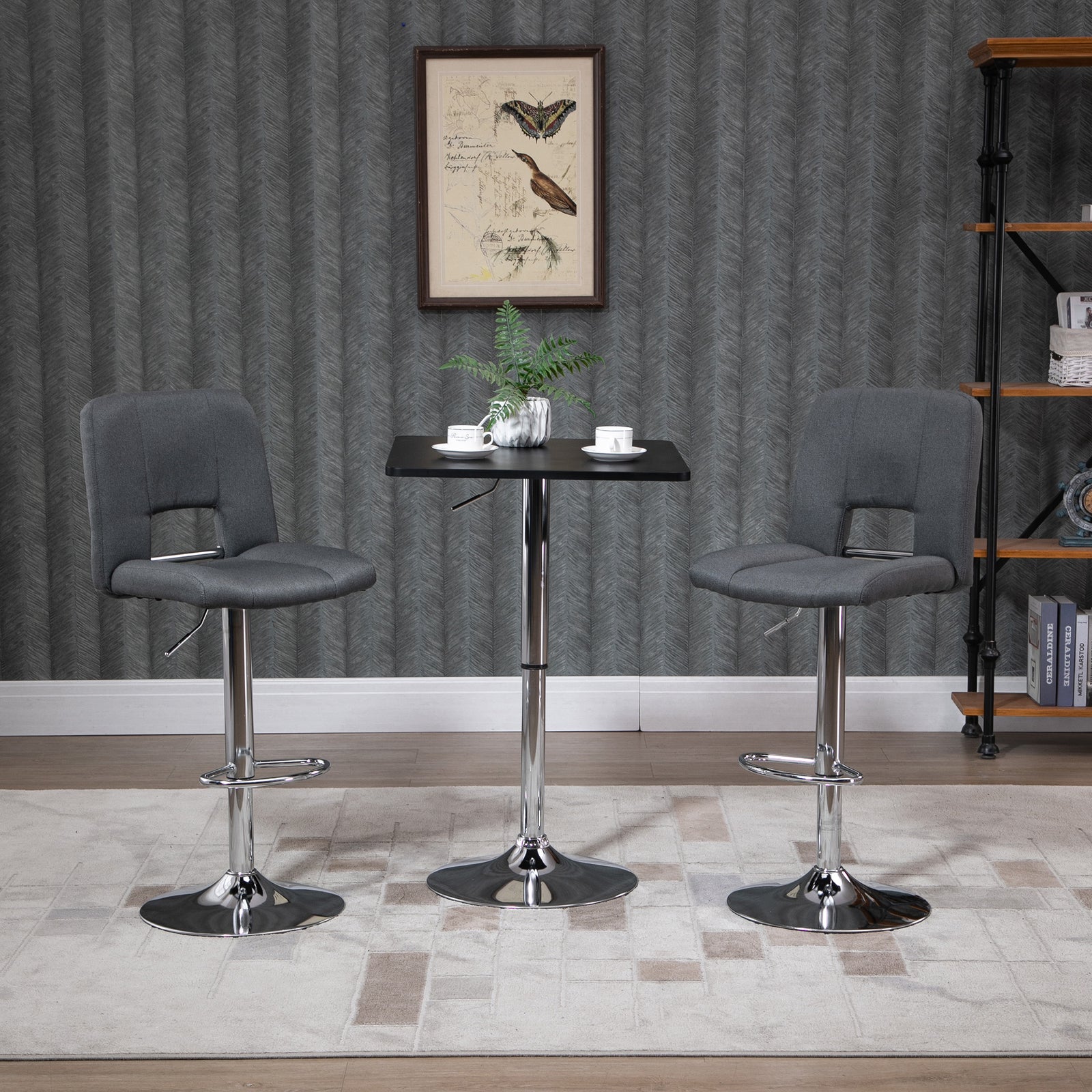 Height Adjustable Bar Table, Square Top, Metal