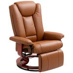Pu Leather Reclining Armchair With Footrest For Living Room | One Size | Brown