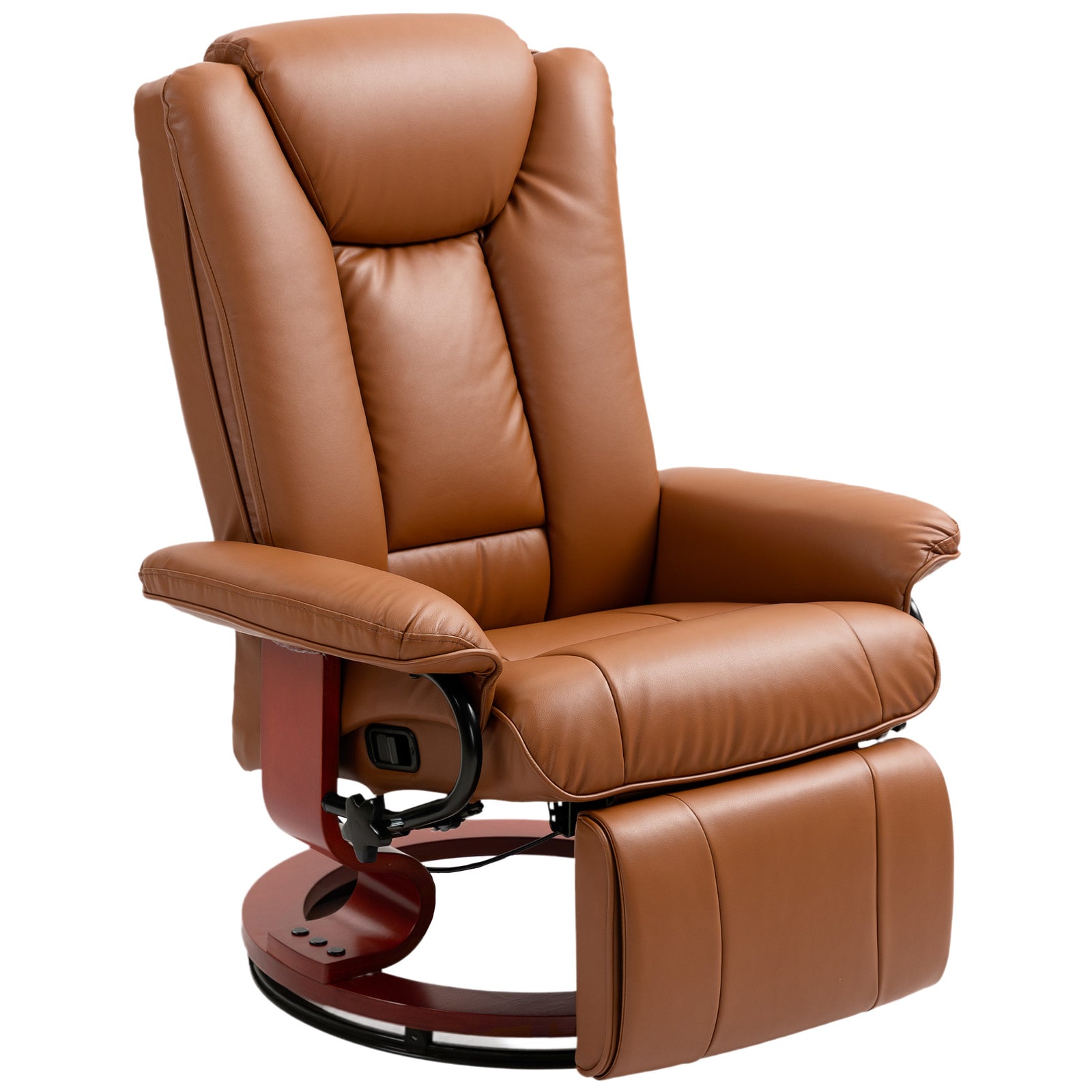 Pu Leather Reclining Armchair With Footrest For Living Room | One Size | Brown