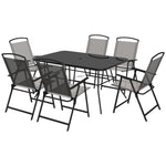 Garden Furniture Set W/ Parasol And Folding Chairs For Patio | 7 | Gray