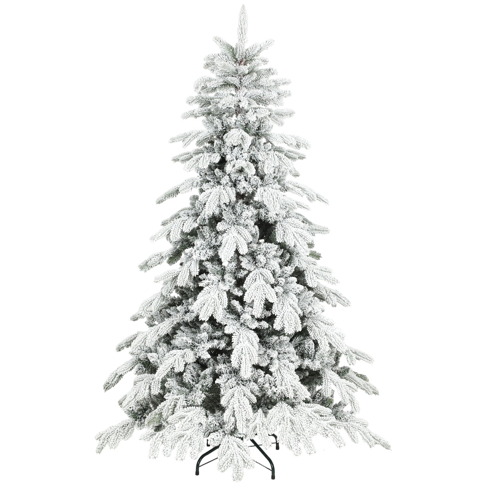 Christmas Tree With Flocked Realistic Tips, Hinged Xmas Tree | 6ft | Green