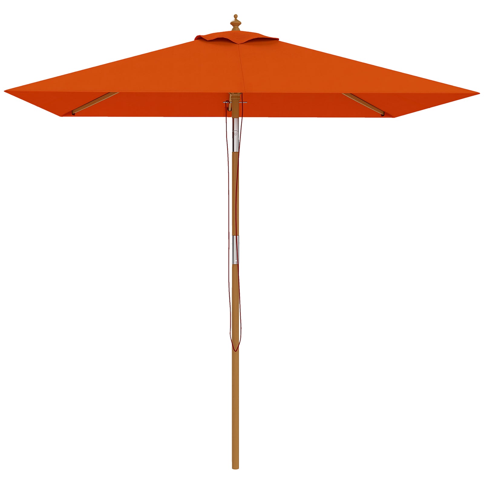 Wooden Patio Umbrella Market Parasol Outdoor Sunshade Orange