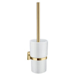 Wall Mounted Toilet Brush And Porcelain Container | Polished Brass