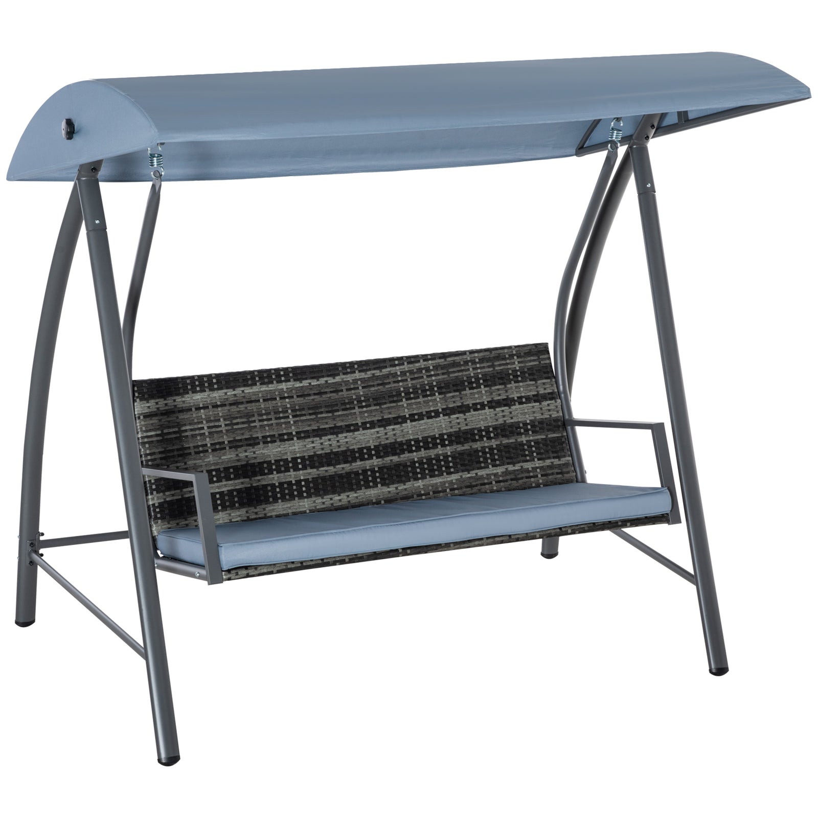 Outsunny 3 Seater Rattan Swing Chair With Adjustable Canopy & Cushion