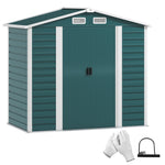 7 X 4ft Metal Garden Shed W/ Double Doors Gloves | Green