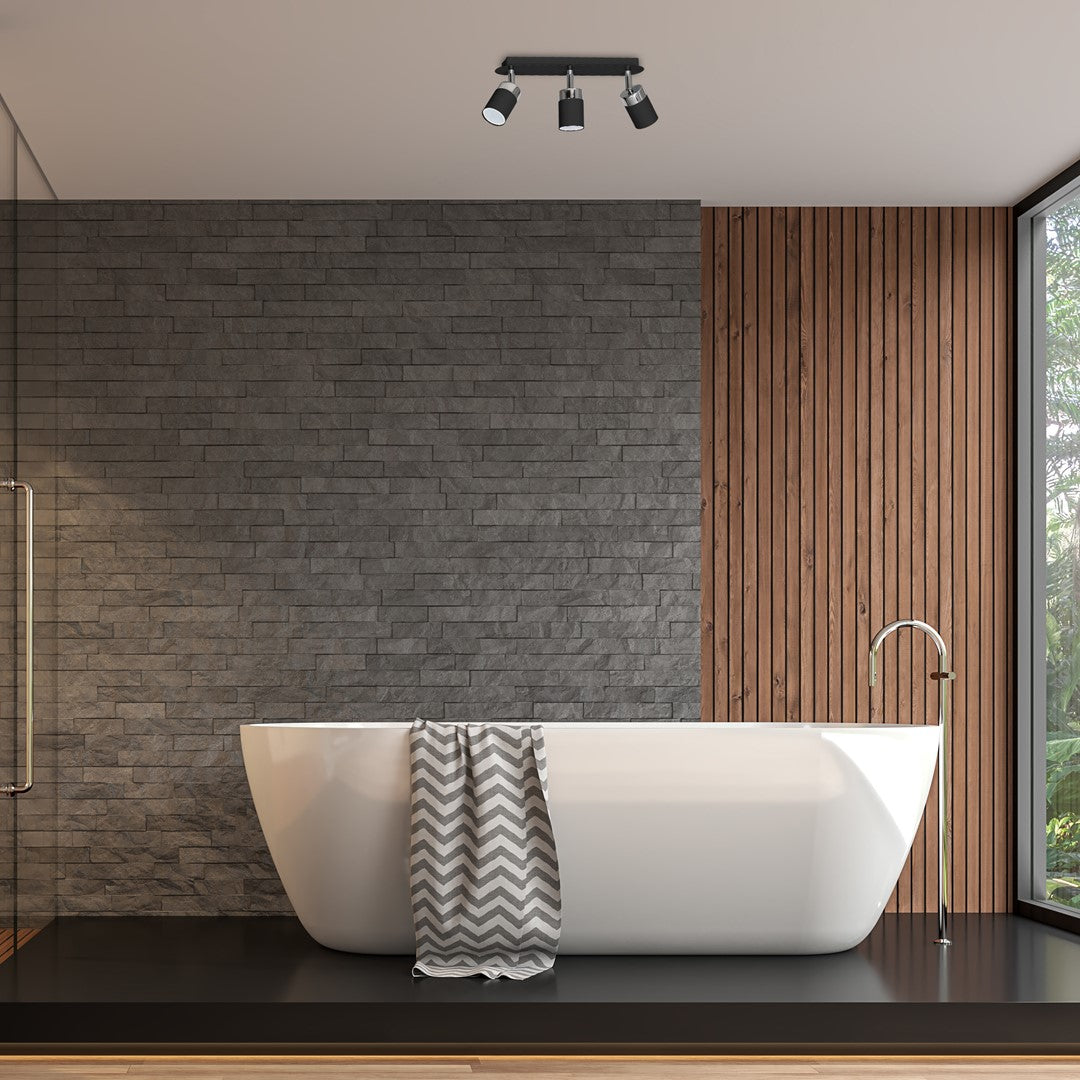 Joker Hand Made Ceiling Lamp In Matt Black With Striking Chrome Detail Featuring 3 Minmalistic Slender Cylinder Shades