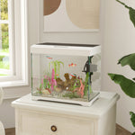 Glass Fish Tank With Filter System, Led Light, Water Pump, White | Small | White