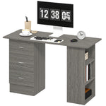 120cm Computer Desk, Study Table With 3 Shelf & Drawers | Grey